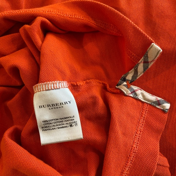 BURBERRY ORANGE EMBROIDERED LOGO POLO SHIRT Size L Classic Fit. - Picture 6 of 6